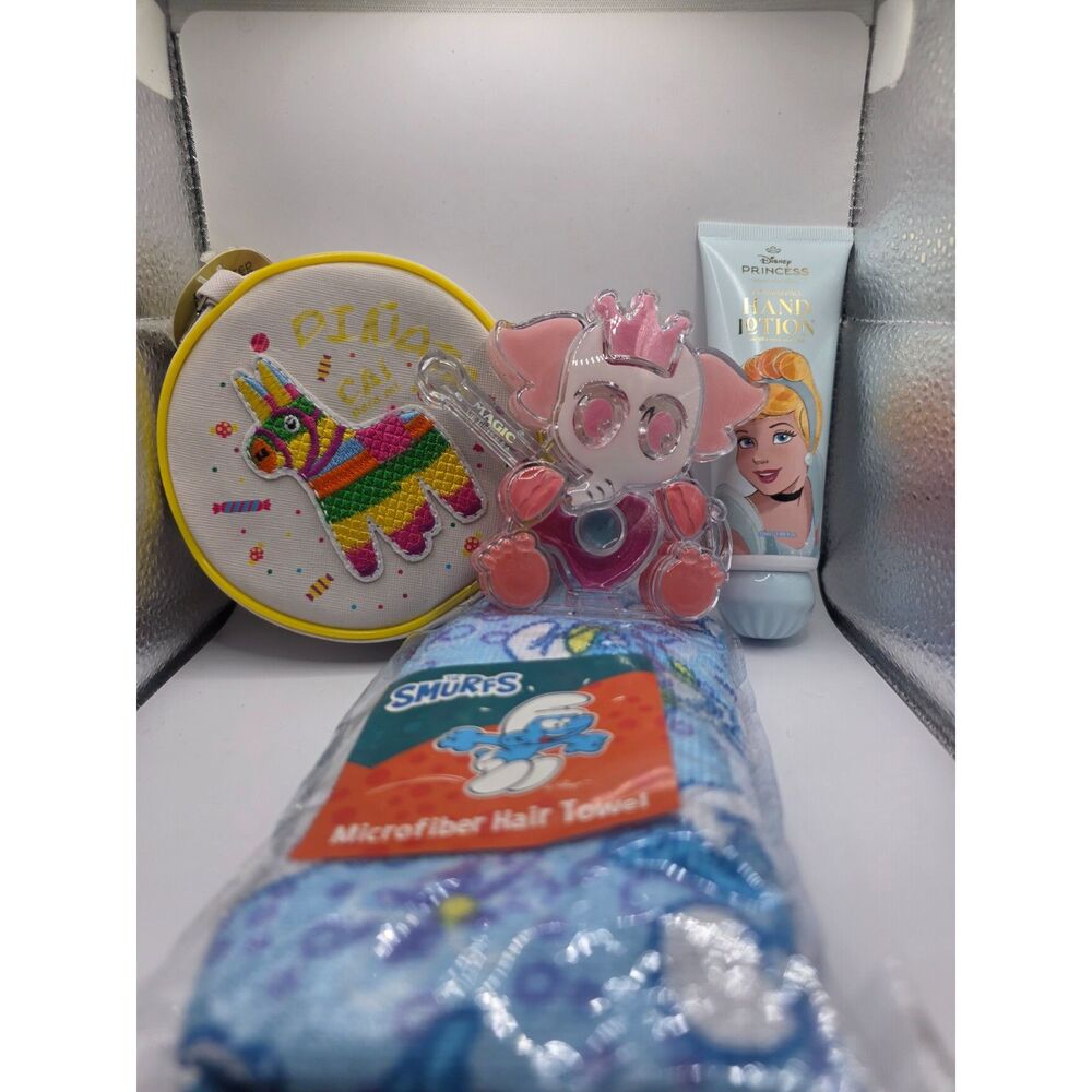 Beauty Bundle -Elephant Lip Gloss,Princess Lotion, Hair Towel &Bag w/2 Lip gloss